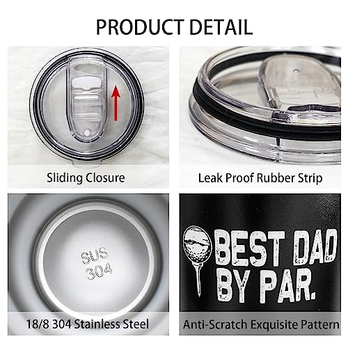 Dad Gifts for Men BEST DAD BY PAR 30 Tumbler Oz Stainless Steel Insulated Cup Tumbler Coffee Mug with Lid and Straw Mens Father's Day, Christmas and Birthday Gifts Idea - color: DAD-Golf-01