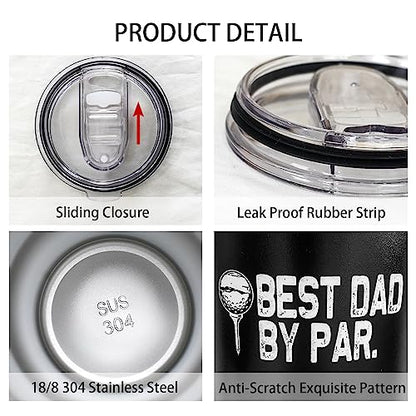 Dad Gifts for Men BEST DAD BY PAR 30 Tumbler Oz Stainless Steel Insulated Cup Tumbler Coffee Mug with Lid and Straw Mens Father's Day, Christmas and Birthday Gifts Idea - color: DAD-Golf-01