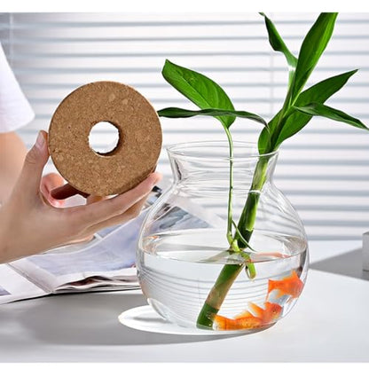 Small Fish Bowl, Cute Betta Tank, High Clear Fish Glass Bowl, Desktop Mini Aquarium Vases for Betta Fish and Hydroponic Plants, Plants Propagation Station, Home Office Table Decorations
