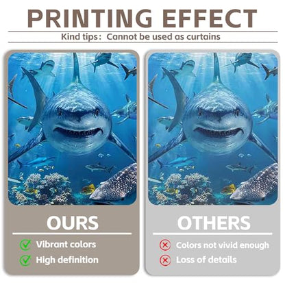 7x5ft Shark Theme Under the Sea Photography Backdrop | Underwater World, Kids Party Supplies, Aquarium Coral Reef Shallows Banner, Deep Ocean Photo Booth, Polyester, Grommets, 1PC - size: 7'x5'