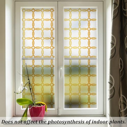 DKTIE Celtic Knot Seamless Pattern Full Privacy Window Film | French Doors Stained Glass Look Art Deco Background Japanese Overlap Circle Net (C649, 17.7'' x 78.7'') - color: C649, size: 17.7'' x 78.7'' (with tools)