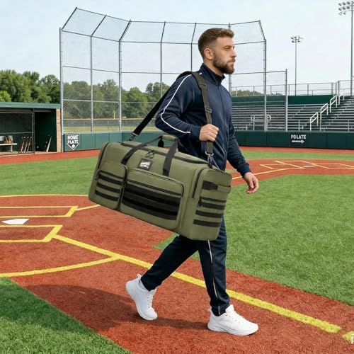 135L Large Duffle Bag, Heavy Duty Duffle Bag for Travel, Extra Large Sports Gym Equipment Bag for Soccer Baseball Basketball Hockey Football, Green - color: Green