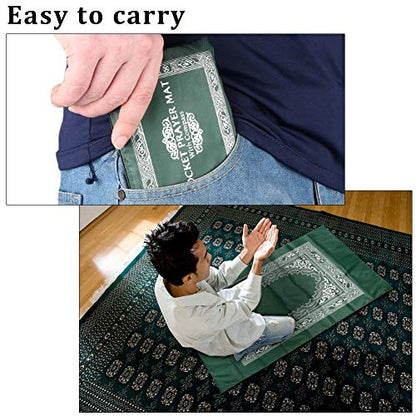 Anlising 1 Pieces Portable Travel Prayer Mat with Compass, Waterproof Polyester Prayer Rug, Muslim Travel Prayer Mat, for Ramadan Gifts (60cm×100cm)