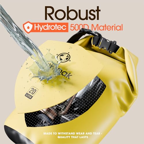 Earth Pak Waterproof Dry Bag - Roll Top Waterproof Backpack Sack Keeps Gear Dry for Kayak with Waterproof Phone Case - color: Yellow, size: 10L