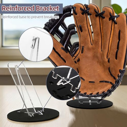 Baseball Glove Display Stand Baseball Glove Holder for Batting Gloves and Fielder's Gloves, Black and Clear