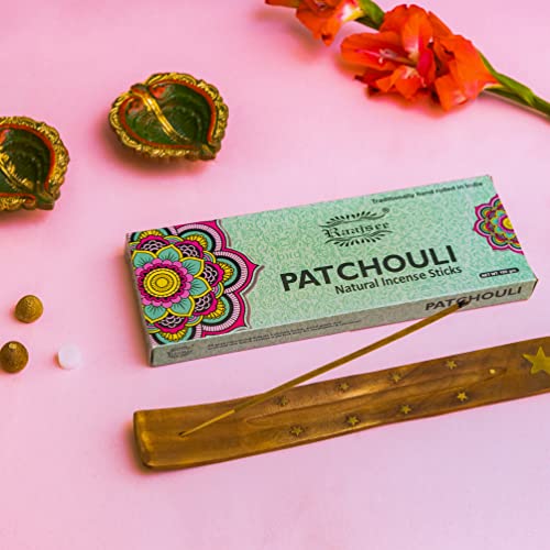 Raajsee Patchouli Incense Sticks 100 gm Pack-100% Pure Organic Natural Hand Rolled Free from Chemicals-Perfect for Church,Aromatherapy,Relaxation,Meditation,Positivity & Sensual Therapy - color: Patchouli