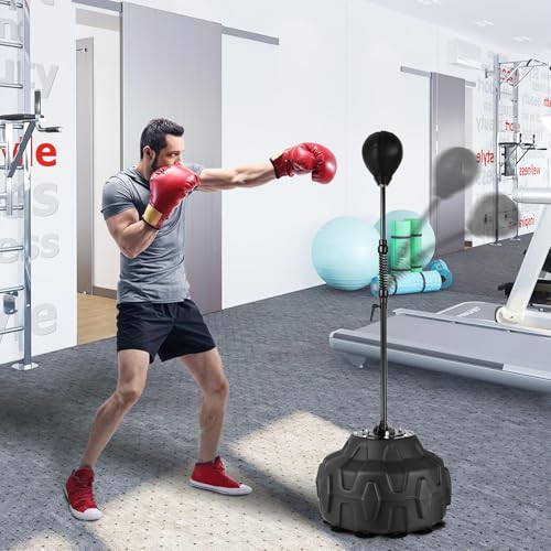 Punching Bag with Stand Height Adjustable 55.9-71.6”Box Trainer - Rugged Boxing Equipment for Home Gym, Fast Reflex Training, Knockout Workouts, Speed Bag for Adults and Kid, Relieve Stress & Fitness