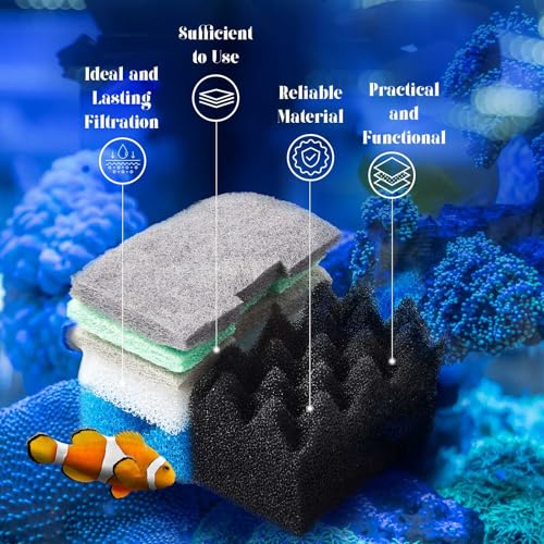 Threlaco 52 Pcs Replacement Filter Media Kit Compatible with Fluval 306/307 Aquarium Filters, Include Three Bio Sponge, Ammonia/Phosphate/Nitrite Remover, Towel and Grease - style: 306/307