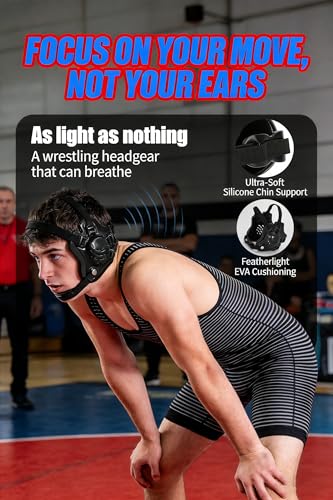 Wrestling Headgear Youth, Tornado & 11 Hols Soft Ear Guard Black | Adjustable Strap, Antimicrobial, Lightweight, Scratch Resistant, Ventilation, for MMA/Brazilian (Users Aged 10 and Above)