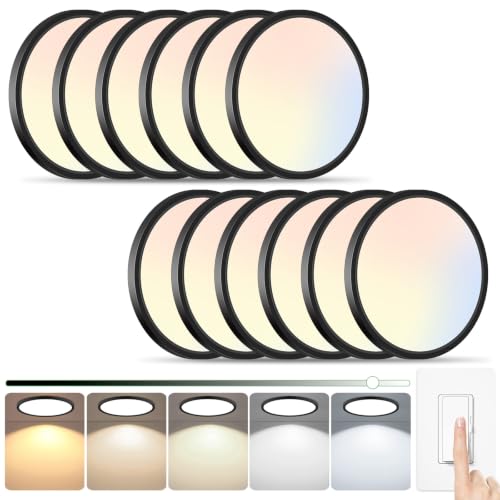 Brightever 12 Packs LED Flush Mount Ceiling Light Fixture Black 12 Inch - color: Black, size: 12 Inch-12 Packs
