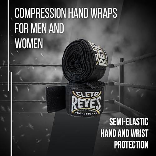 CLETO REYES Compression Hand Wraps for Boxing Gloves, Stretchy Breathable, MMA, Kickboxing, Muay Thai, Black - size: Pack of 2