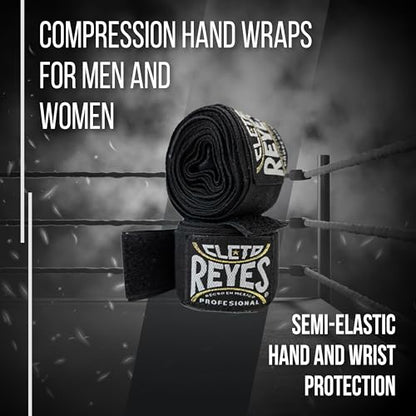 CLETO REYES Compression Hand Wraps for Boxing Gloves, Stretchy Breathable, MMA, Kickboxing, Muay Thai, Black - size: Pack of 2