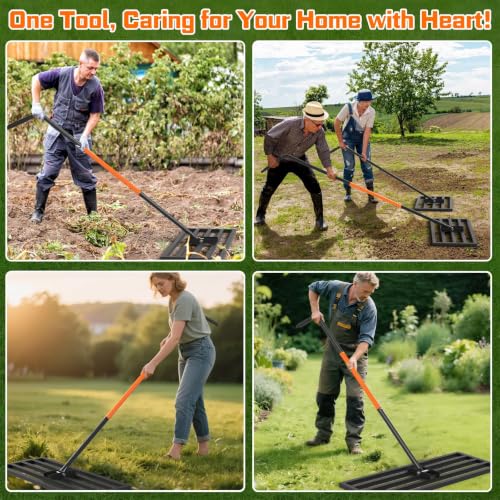 COZEER 30" x 10" Leveling Rake,Leveler Tool with 78" Adjustable Handle | Heavy Duty ＆ Sturdy, Anti-rust, for Garden, Golf Course, Farm and Pasture