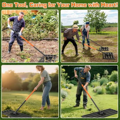 COZEER 30" x 10" Leveling Rake,Leveler Tool with 78" Adjustable Handle | Heavy Duty ＆ Sturdy, Anti-rust, for Garden, Golf Course, Farm and Pasture