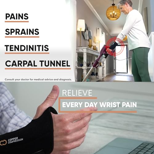 Copper Compression Advanced Wrist Brace - Copper Infused Adjustable Orthopedic Support Splint for Pain, Carpal Tunnel, Arthritis, Tennis Elbow, Tendinitis, RSI, Ganglion Cyst for Men Women Right S/M - size: Right Hand Small/Medium (Pack of 1)