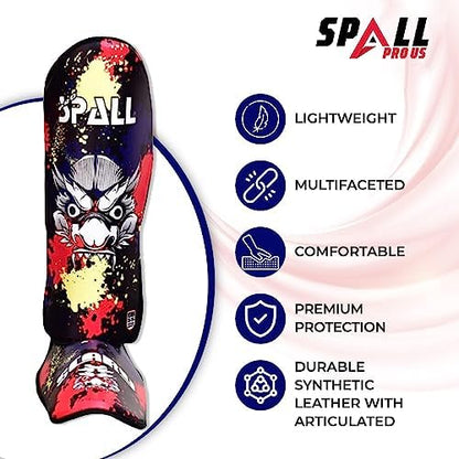 Muay Thai Guards Shin Guards for Kickboxing Martial Arts Kicking BJJ Boxing Equipment MMA Training and Sparring Leg Guard with Instep Protection Pads - color: Blue, size: X-Large