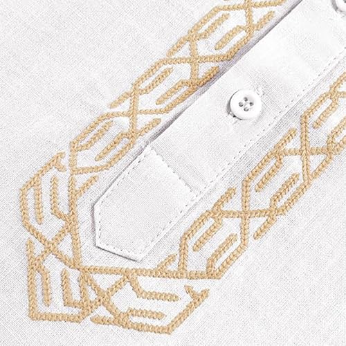Men Islamic Caftan Thobe Big and Tall Breathable Prayer Clothes Saudi Arabic for Eid Home Casual Wear - color: White, size: X-Large