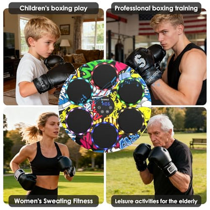 Music Boxing Machine with Gloves - Wall Mounted Punching Trainer for Adults & Kids, 9-Speed Punch Game, Wall Boxing Punching pad, 2025 Upgrade Gifts for Boys Age 6+ - style: Hip-Hop