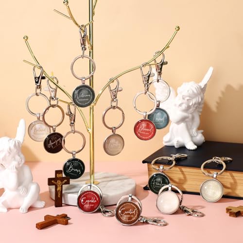 Equsion 24 Pcs Christian Keychain Gift Bulk Mini Bible Keychains with Verse Religious Keychain Gifts for Church Bible Study Group (Xmas) - color: Xmas