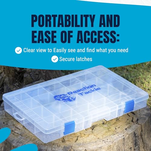 Reaction Tackle Basic Tackle Trays, Clear Plastic Utility Box Organizers with Removable Dividers for Lures, Hooks and Terminal Rigs, Fits Tackle Bags and Boxes - 3700 (4-Pack) - size: 3700 (4-Pack)