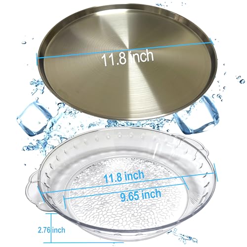 Golden Chilled Serving Tray for Parties 11.8" Compartments Ice Bowl Keeps Food Fruit Dish Cold Platter for Vegetable Seafood Shrimp Cocktail Appetizer Oysters Cheese - color: Golden