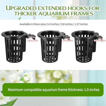 Xthrotsenk 2 Pcs Aquarium Plant Holder with 3 Size Hooks Hanging Fish Tank Plant Holder with 16 Hooks 4 Suction Cups for Fish Tank Cultivation Aquascape Decorations White Black