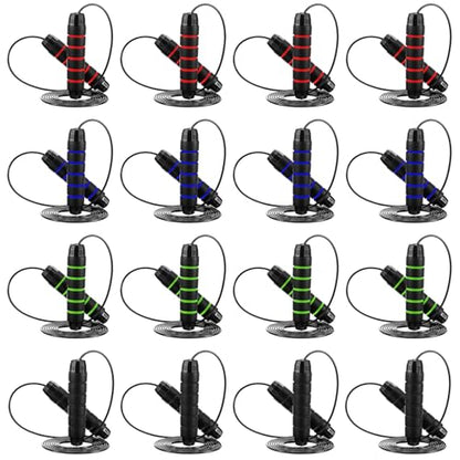 16 Pieces Jump Ropes for Fitness with Ball Bearings Speed Jumping Rope Adjustable Skipping Rope with Foam Handles Exercise Jump Rope for Men Women Cardio Training