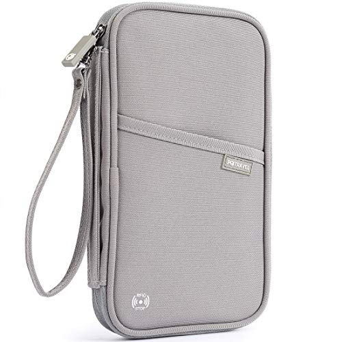 VanFn RFID Travel Passport Wallet, Family Passport Holder, Trip Document Organizer P.Travel Series (Nylon - Grey) - color: A - Nylon - Grey