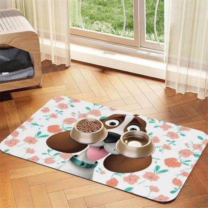 Funny Dog Pet Feeding Mat 40x60cm Absorbent Leather Dog Cat Food Mats Non-Slip Dog Bowl Mats for Food and Water, Quick Dry Pets Placemats for Cats and Dogs Water Bowl - size: 40x60cm