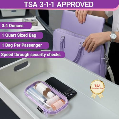 YQBRAO 4-Pack Clear Hard Shell Zipper Case, 1.2mm Ultra-Thick Diaper Bag Organizer Pouches, Rigid Self-Standing Travel Makeup Bags with YKK Zippers, TSA Approved, Purple - color: Purple, size: 4 Pack(S)
