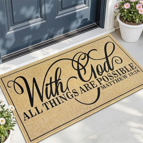Door Mat for Outside Entrance Christian Welcome Mats for Front Door 17"x30" - color: Brown Things