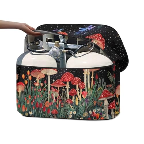 Red Mushroom Travel Trailer Propane Tank Cover Waterproof Propane Gas Tank Cover Sun Protection with Zipper Four Seasons General - color: Red Mushroom, size: S(20LB)