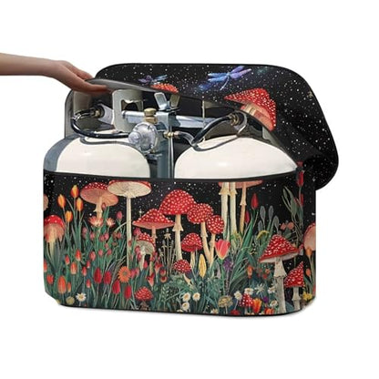 Red Mushroom Travel Trailer Propane Tank Cover Waterproof Propane Gas Tank Cover Sun Protection with Zipper Four Seasons General - color: Red Mushroom, size: S(20LB)