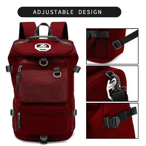 gym duffel bag backpack wrestling bag with shoe compartment 4 kinds of back method waterproof sports walking laptop - color: B-magenta Red