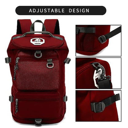 gym duffel bag backpack wrestling bag with shoe compartment 4 kinds of back method waterproof sports walking laptop - color: B-magenta Red