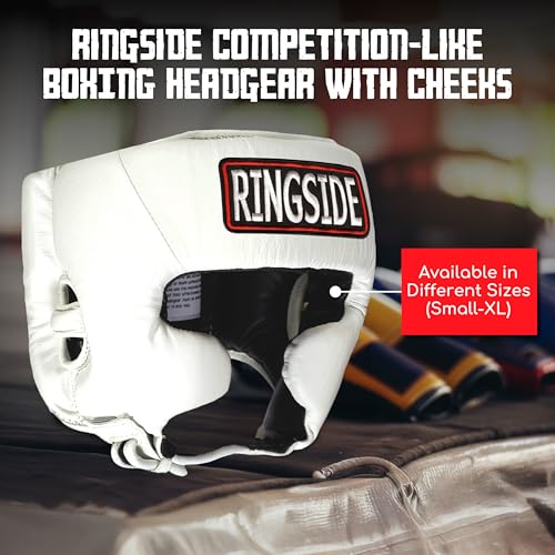 Ringside Competition-Like Boxing Headgear with Cheeks - color: White, size: Large