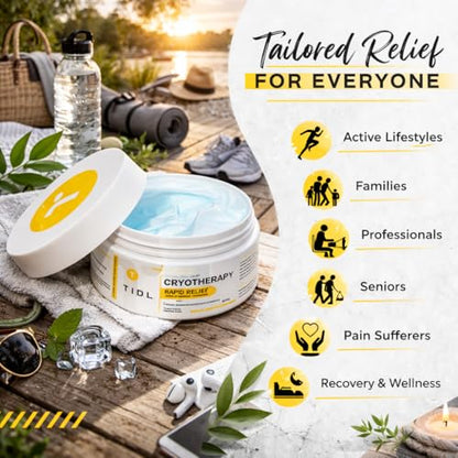 TIDL Cryotherapy Pain Relief Plant-Based Menthol Cream, 3 fl oz | Cooling Cream for Arthritis Joint Muscle Back Pain Relief Anti-Inflammatory Fast-Absorbing Full-Body Recovery - style: 3 Ounce