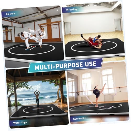 Inflatable Martial Arts Mat 10x10 FT, Portable Tumbling Mat | 4" Thick Foldable for Gymnastics, Wrestling, BJJ, Judo, Boxing, Home Training, PVC Air Mat, 15PSI