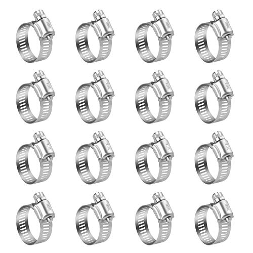 WINL Stainless Steel Hose Clamps - 16 Pack Worm Gear Drive Hose Clamps SAE 10 Clamping Range of 1/2'' to 1-1/16'' (13mm-26mm) for Automotive Plumbing,1/2 Inch, 3/4 Inch,1 Inch Clamps - size: SAE#10 (1/2" ~ 1-1/16")