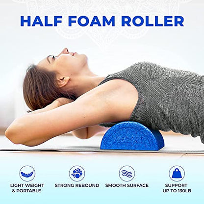 Yes4All High-Density EPP Half Round Back Roller Foam, Exercise Foam Roller for Yoga, Pilates & Stretching - 12, 18, 24, 36 inch - color: Blue, style: 12 inch
