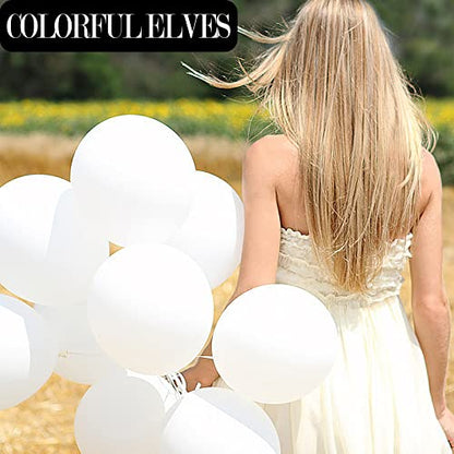 White 12 Inch 100 Pcs Latex Chrome Balloons Helium Thicken Balloons Party Decorations (White) - color: White