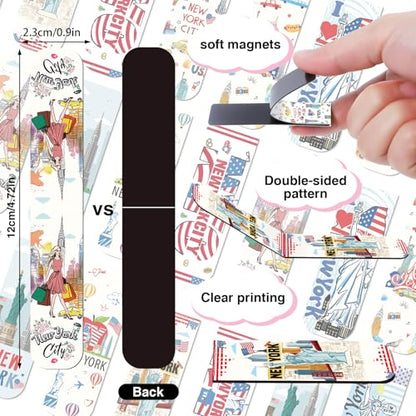 New York Magnetic Bookmark Gifts - Wxiben 48PCS City Travel Magnetic Bookmarks NYC Book Marks Magnets USA City Page Marker Clip for Women Book Lovers Traveler Students Teacher New York Souvenirs Gift - style: New York