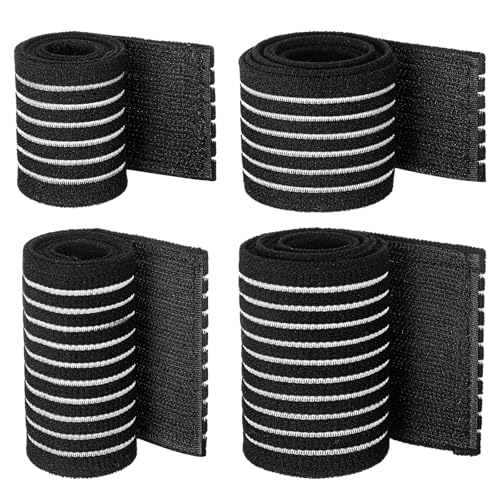 Geiserailie Ice Pack Strap Stretchable, 4 Size Elastic Reusable Ice Belt Extender, Adjustable Hook and Loop Extension Straps Add Length to Most Hot Cold Therapy(4 Pcs,Black) - color: Black