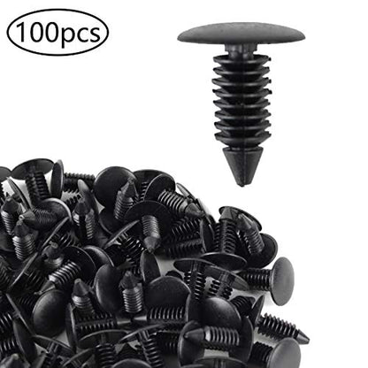 AUTOKAY 100Pcs 8mm Bumper Clips Auto Car Hole Plastic Rivets Fastener | Retainer Clips Fender Push Pin Fits for GM #1605396, 1595864 for Chrysler 6030441 for Ford 388577S, W705589-S300