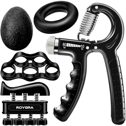 roygra Grip Strength Trainer (5 Pack), Forearm Strengthener, Hand Strengthening Devices, Hand Exercisers for Strength, Finger Strengthener, Wrist Exerciser, Baseball Climbing Calisthenics Basketball