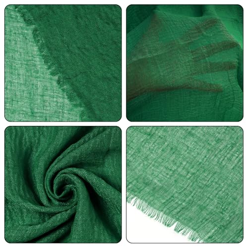 Nydotd Women Summer Cotton Linen Scarf Crinkle Long Beach Shawl Wrap hijab with Fringe - color: Green