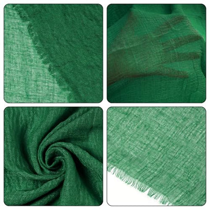 Nydotd Women Summer Cotton Linen Scarf Crinkle Long Beach Shawl Wrap hijab with Fringe - color: Green