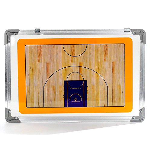 Double-Sided Basketball Coaching Board: Portable Tactics Dry Erase Board w/Adhesive Markers - Half & Full Court Play Diagramming