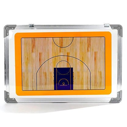 Double-Sided Basketball Coaching Board: Portable Tactics Dry Erase Board w/Adhesive Markers - Half & Full Court Play Diagramming