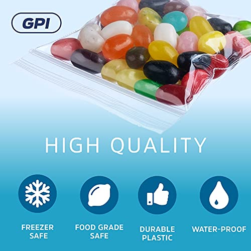GPI - 1000 Count, 3" x 3" Clear Plastic Square Zip Bags, 2 Mil Thick, Strong & Durable Poly Baggies with Resealable Zip Top Lock for Travel, Storage, Packaging & Shipping - size: 3" x 3"